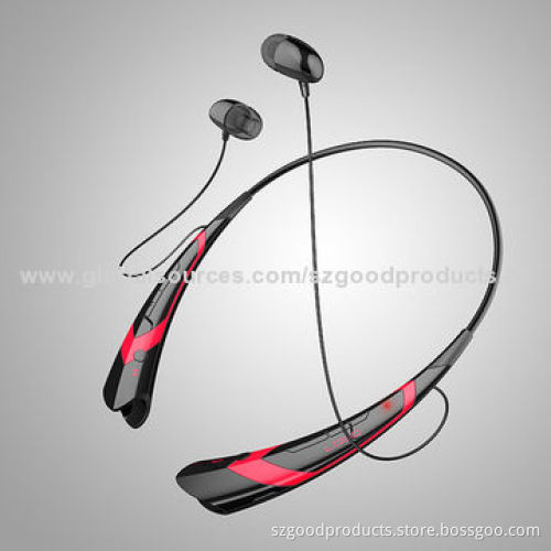Stereo Bluetooth headphones with Flex Neck Strap and magnetic ear buds, support apt-X technology